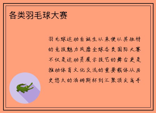 各类羽毛球大赛